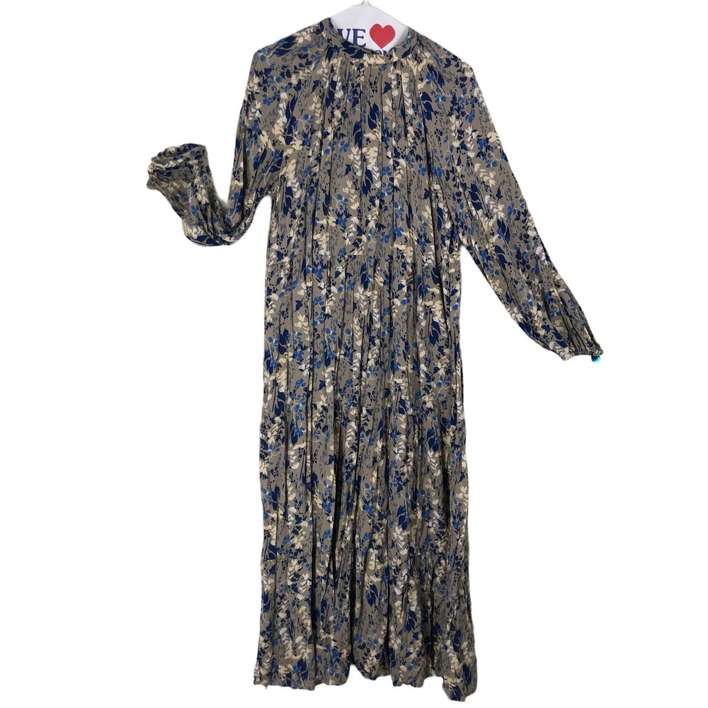 A New Day Boho Prairiecore Maxi Dress w/Layered tiers, Floral Artsy Print SZ S